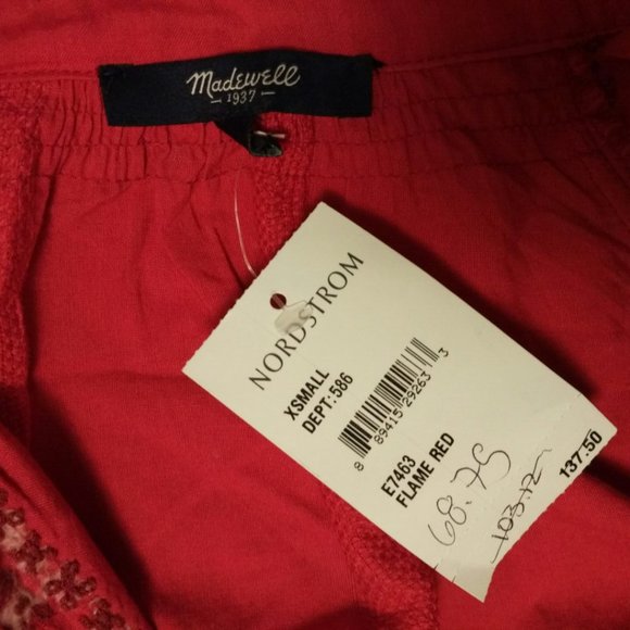 Madewell  Camelia Embroidered Tassel Top Flame Red - Picture 6 of 7